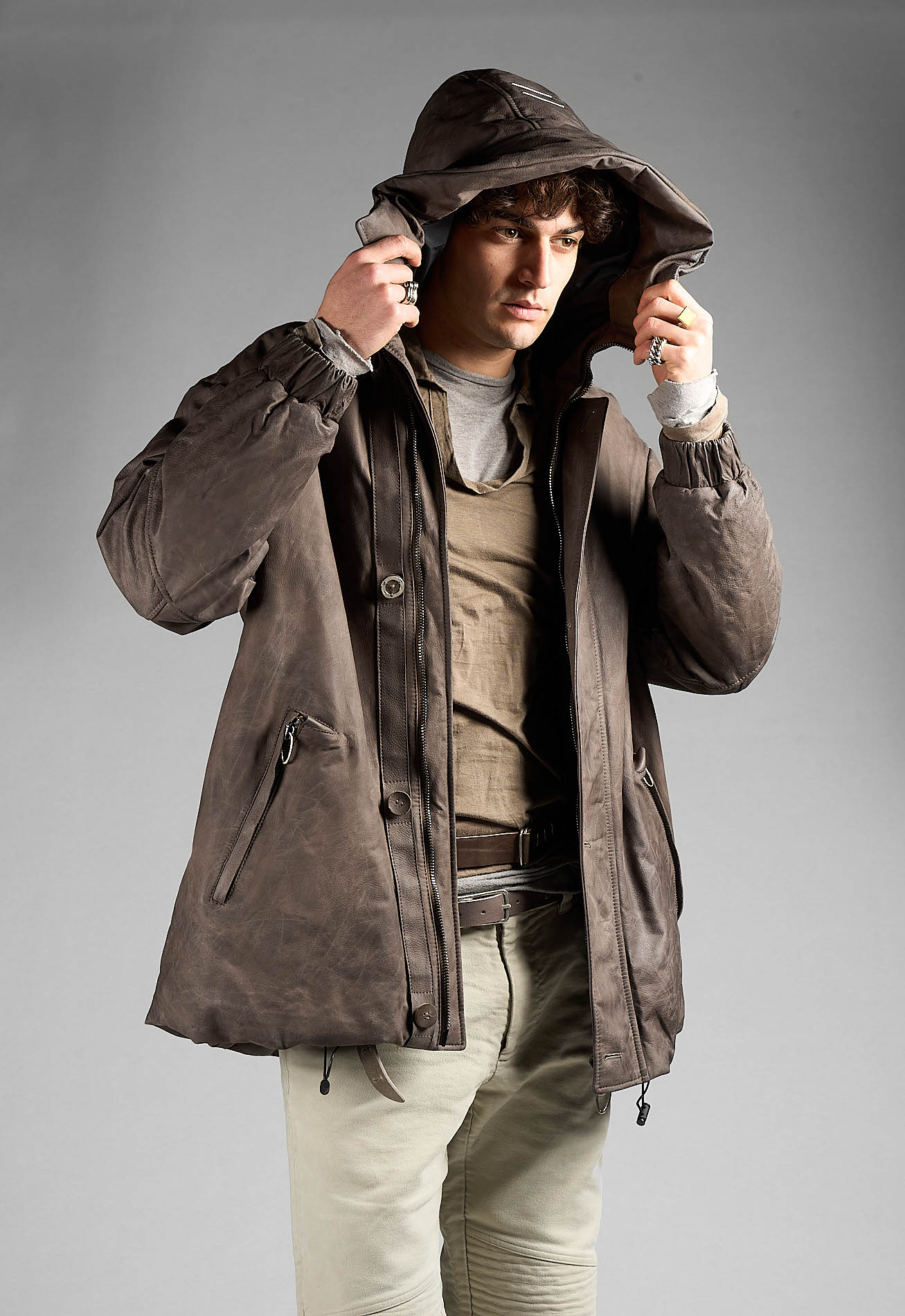 DANIELE BASTA LEATHER AND SILVER JACKET